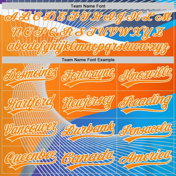 Custom Light Blue Bay Orange-White 3D Pattern Design Abstract Sport Authentic Baseball Jersey - Image 4