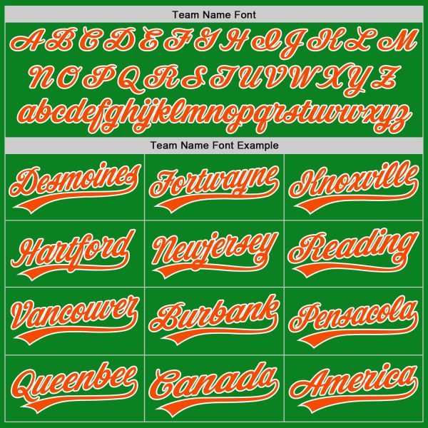 Custom Grass Green Orange-White Authentic Baseball Jersey - Image 4