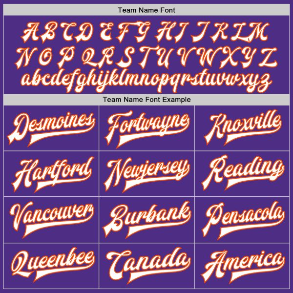 Custom Purple White-Orange Bomber Full-Snap Varsity Letterman Jacket - Image 4