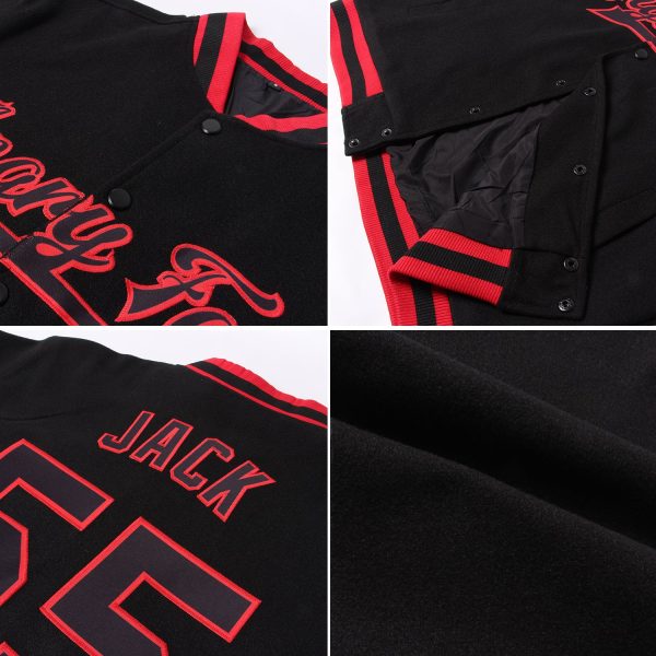 Custom Black Old Gold Pinstripe Teal Bomber Full-Snap Varsity Letterman Jacket - Image 2
