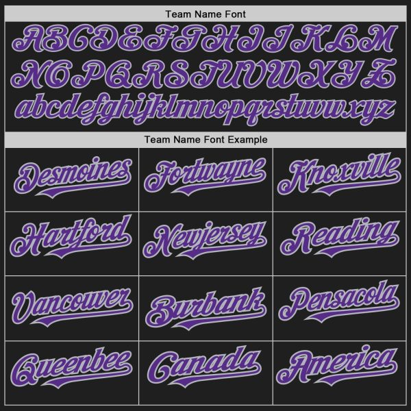 Custom Black Gray Pinstripe Purple Two-Button Unisex Softball Jersey - Image 4