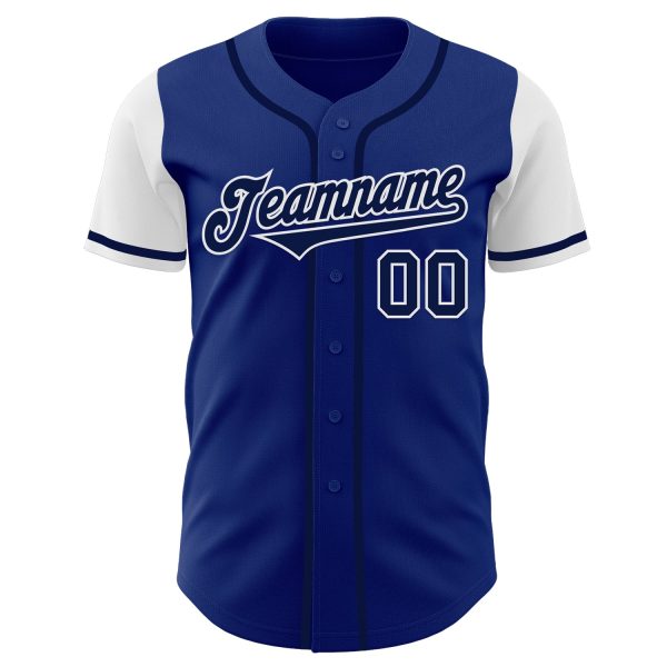 Custom Royal Navy-White Authentic Two Tone Baseball Jersey - Image 2