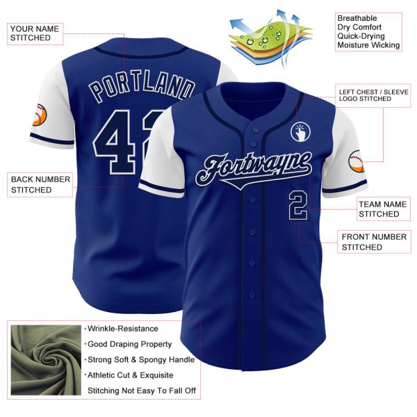Custom Royal Navy-White Authentic Two Tone Baseball Jersey - Image 3